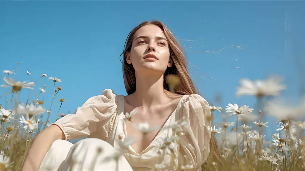 Fashion model with long hair