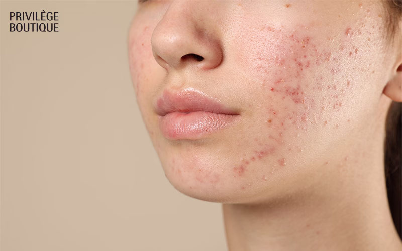 Close-up of skin showing irritation needing wellness treatments.