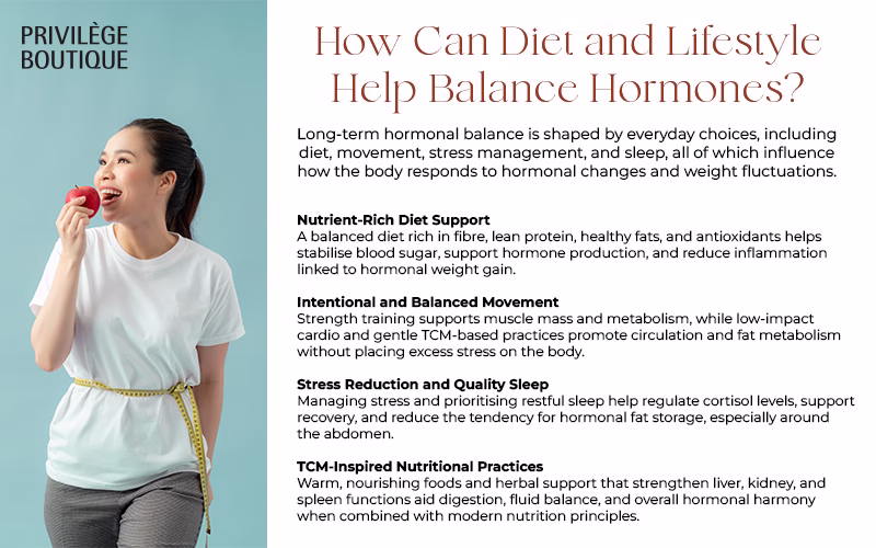 TCM-Inspired Support Warm foods and herbal nutrition promote digestion and overall hormonal harmony.